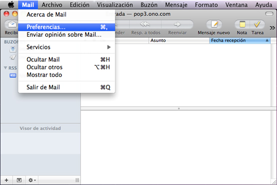 Configurar cuenta de correo en Mail de Mac os X