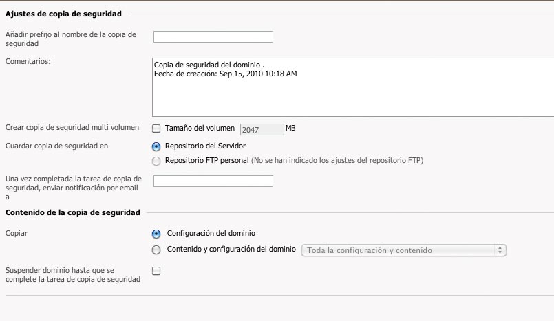 Seleccione la opcion copias de Seguridad