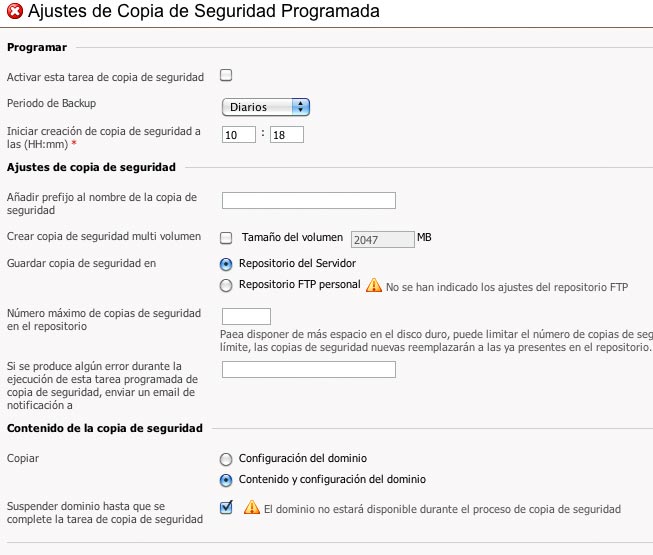 Seleccione la opcion copias de Seguridad