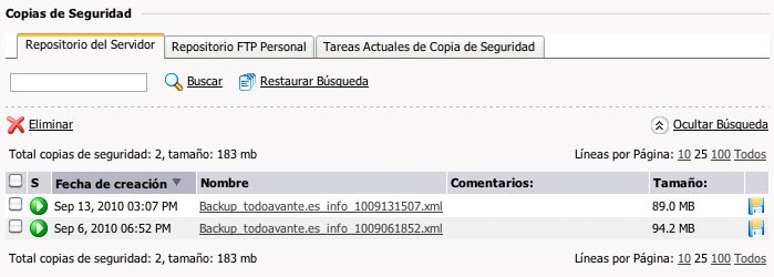 Seleccione la opcion copias de Seguridad